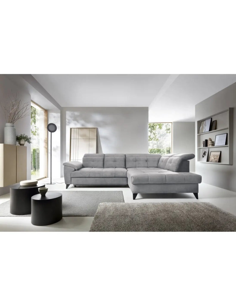 Divano ad angolo Grigio 5 posti angolo destro design moderno INFERNO