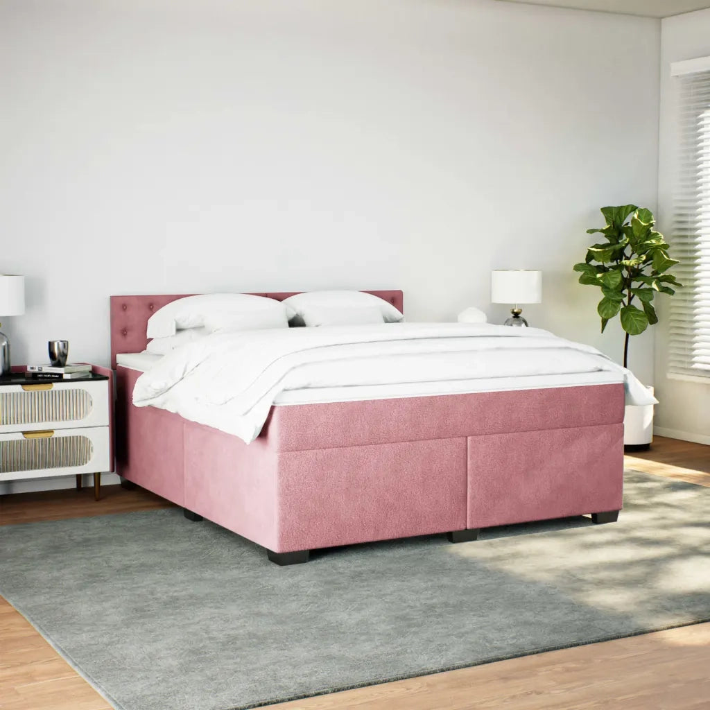 vidaXL Giroletto a Molle con Materasso Rosa 180x200 cm in Velluto