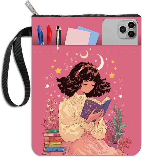 Copertina da libro con chiusura a raccordo, tasca e pannolino lavabile per paperback