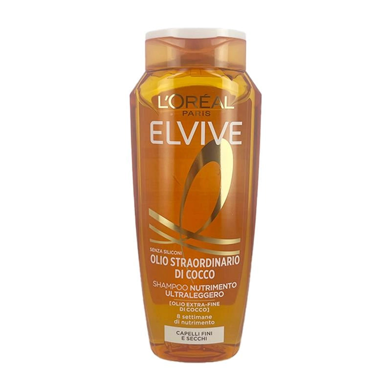 L'OREAL PARIS ELVIVE SHAMPOO NUTRIMENTO ULTRA LEGGERO CON OLIO EXTRA-FINE DI COCCO PER CAPELLI FINI E SECCHI 250 ML