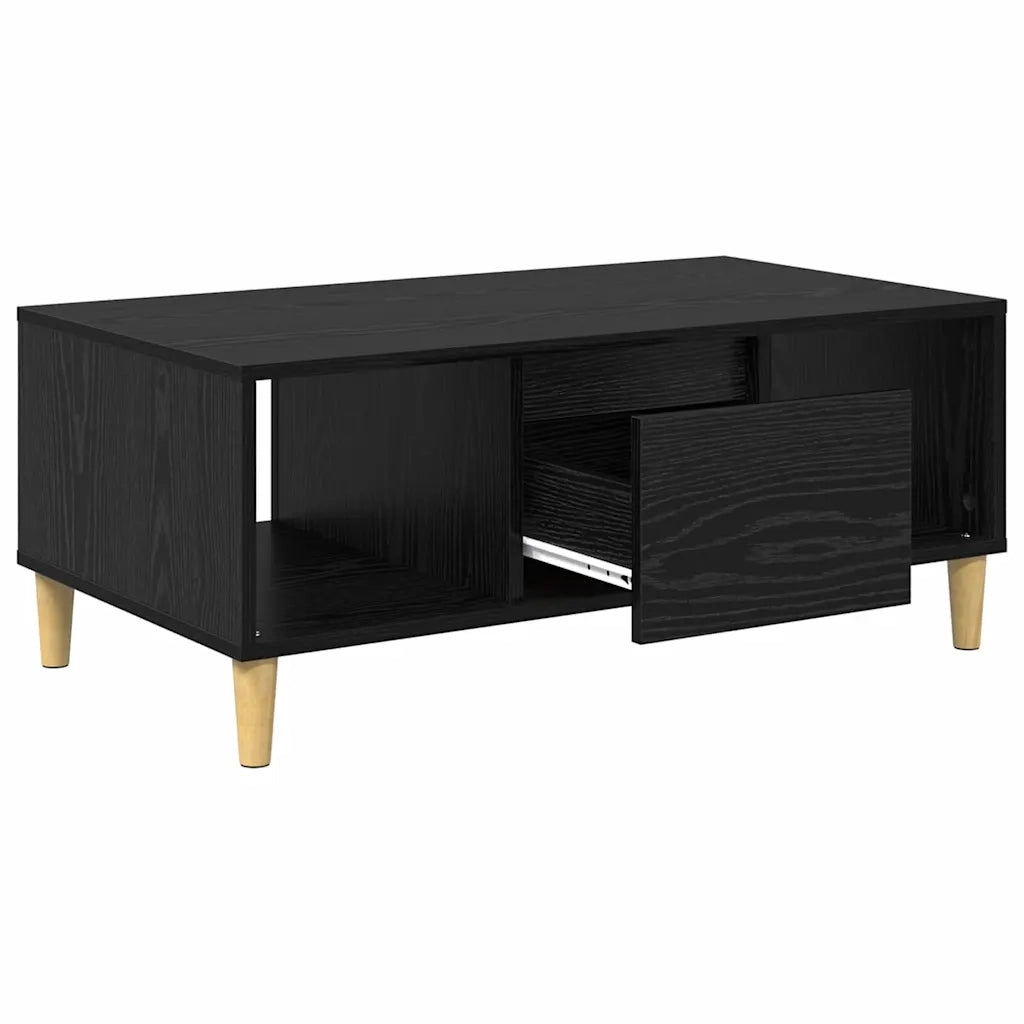 Tavolino da salotto con cassetto Rovere Nero 90 x 50 x 26.5 cm