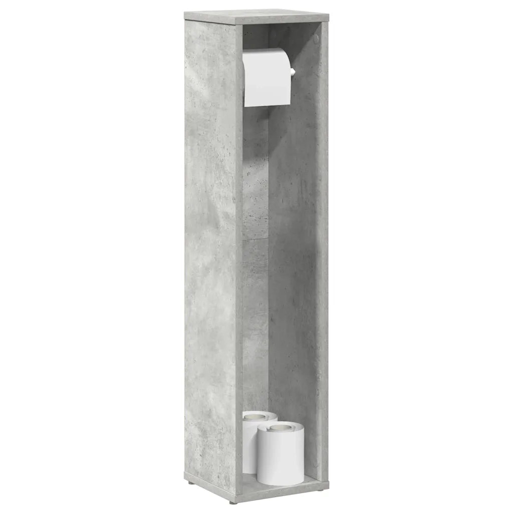 Mobiletto da bagno con portarotolo Grigio cemento 20,5x20x90 cm 858509