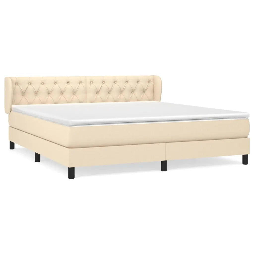 Giroletto a Molle con Materasso Crema 160x200 cm in Tessuto 3126498