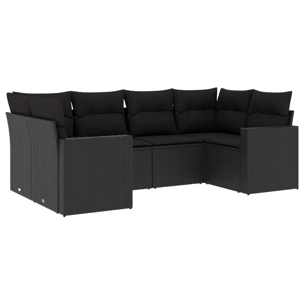 Set Divano da Giardino 6 pz con Cuscini Nero in Polyrattan 3219365