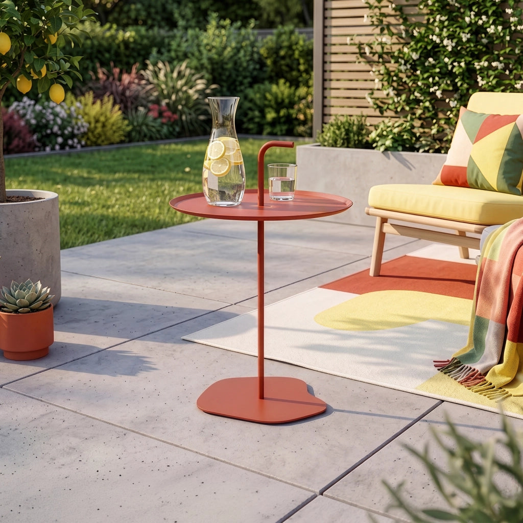 Tavolino Rotondo da Giardino Calimera con Manico - Color Terracotta casa.pro