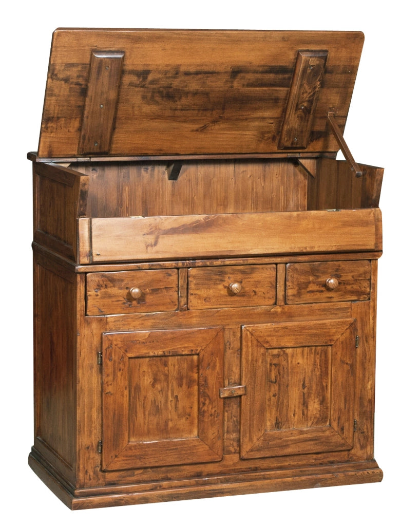 Biscottini Madia in legno massello di tiglio finitura noce L100xPR55xH101 cm. Made in Italy