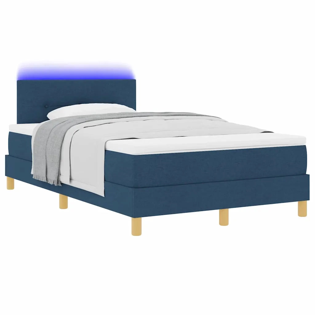 Letto a Sorgente LED con materasso Blu 120 x 200 cm Tessuto
