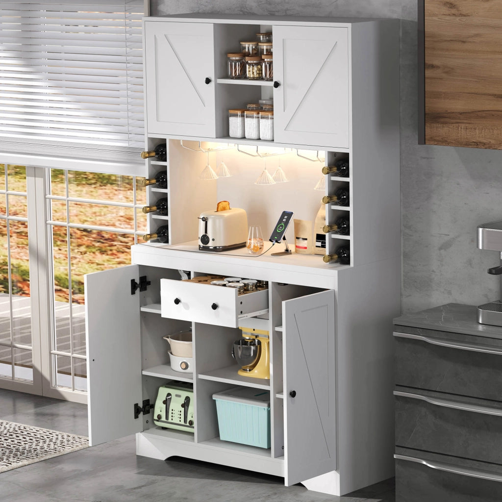 Mobile Bar Vino con LED ¨C MINIMAL ¨C Legno, Acciaio, 180x105x40