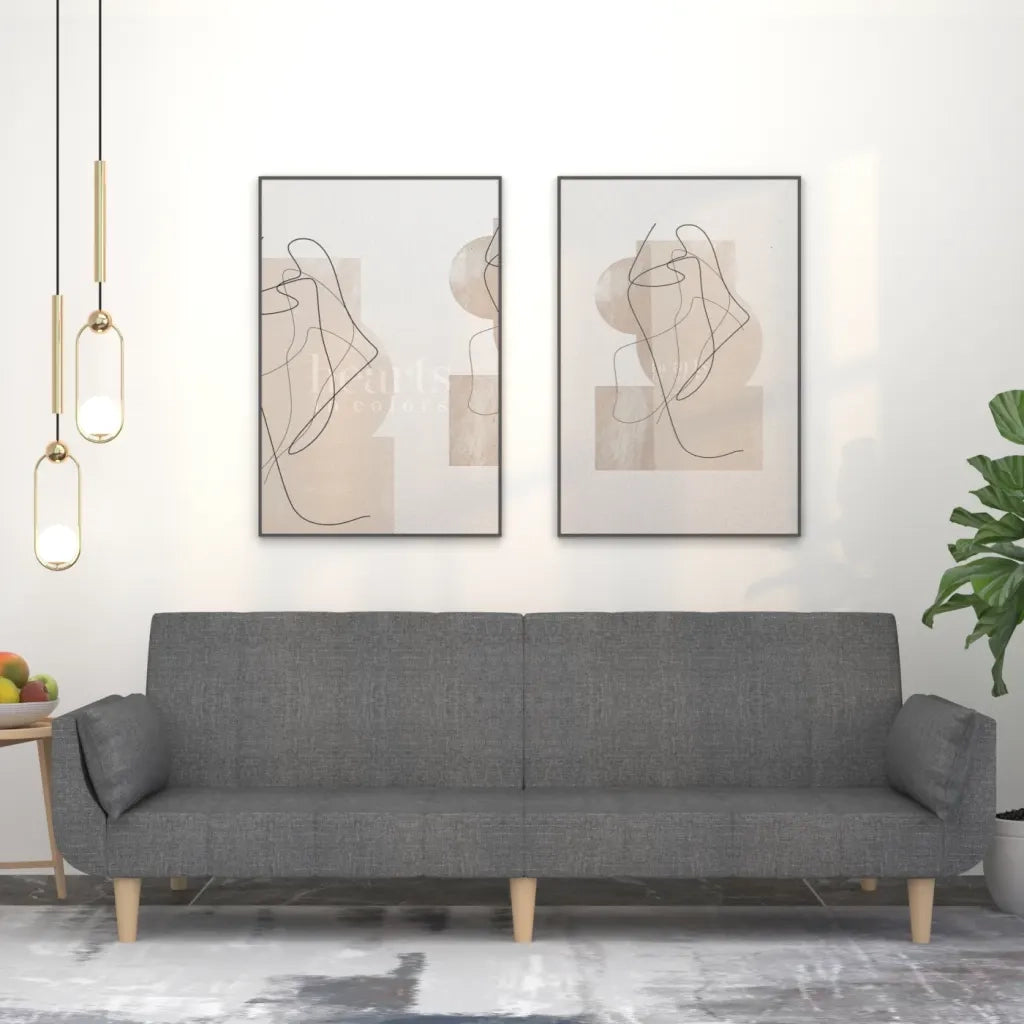 Divano letto | Sof¨¤ letto | Letto singolo a 2 Posti con 2 Cuscini Grigio Chiaro in Tessuto