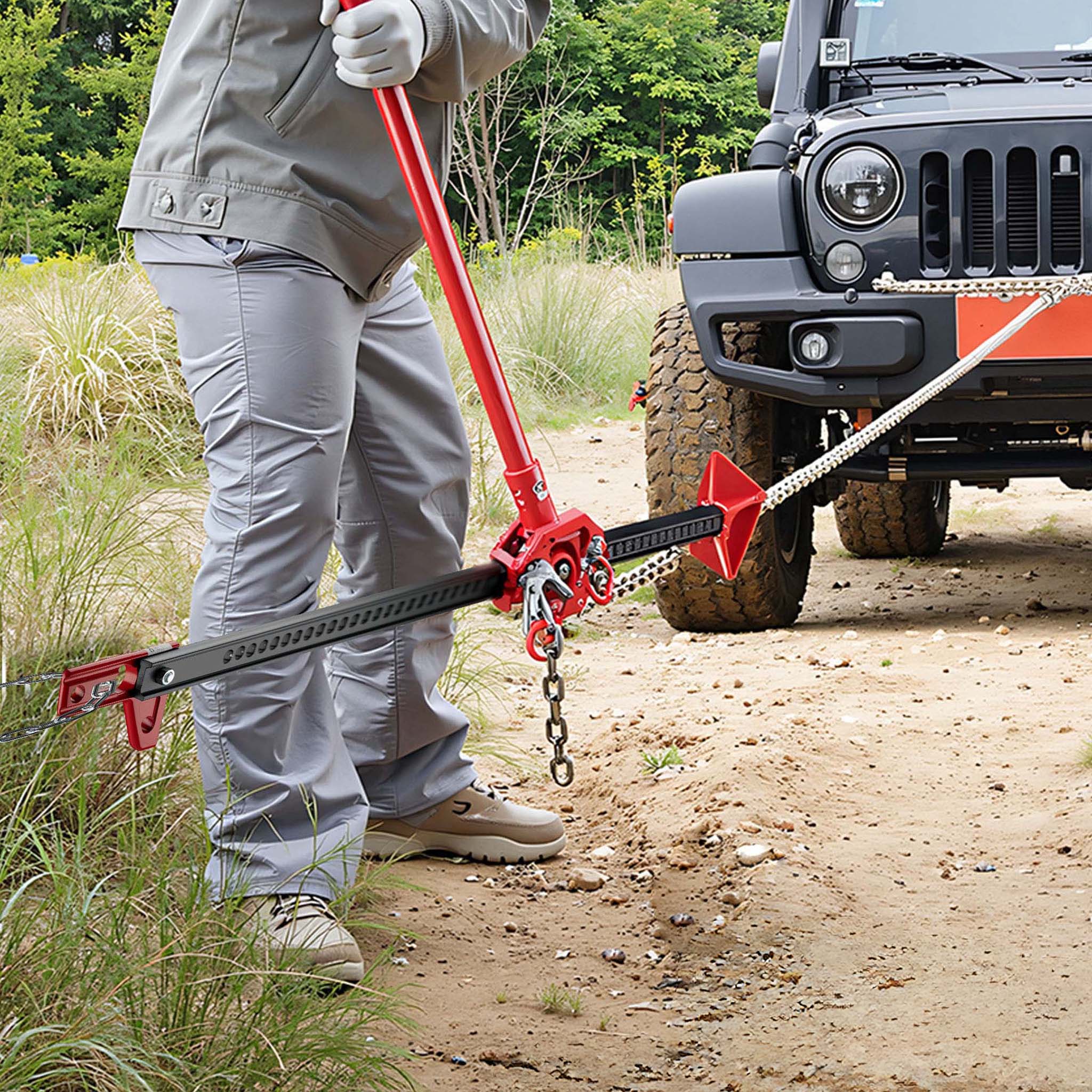 Farm Jack – Compact Set Basic for ATVs/Trailers, High Lift Jack for up to 3000 kg and max. 76 cm Lifting Height with Winch Clamp Spreader Attachment