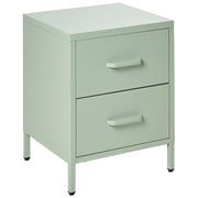 Comodino in Acciaio Verde menta Design Industriale 2 Cassetti Camera da Letto Mobili Contenitori