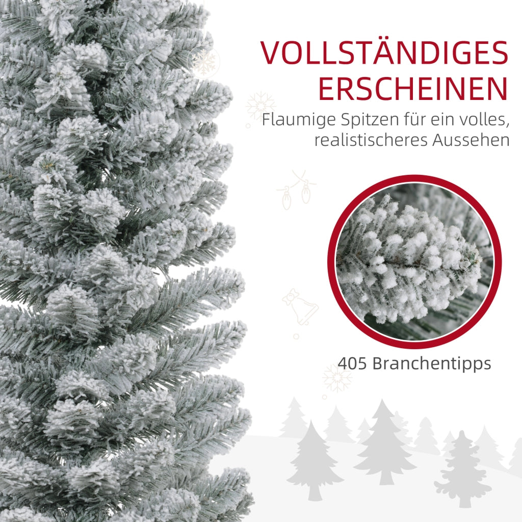 Weihnachtsbaum 210 cm, LED-Lichterkette, Kunstkette, flammhemmend, Metallbasis, Grün