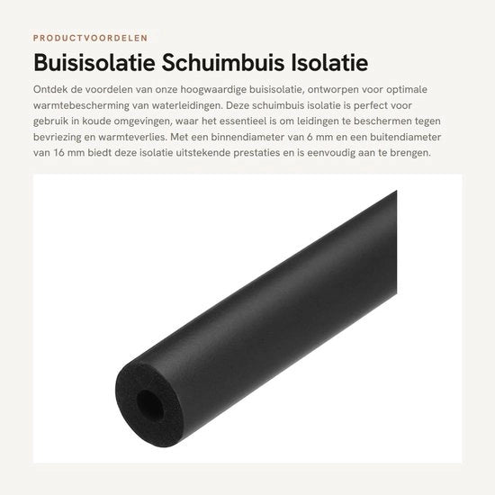 Isolante a schiuma per tubi - Diametro 6 mm - Protezione termica - Antiscivolo - Spessore 5 mm - Lunghezza totale 0,5 m