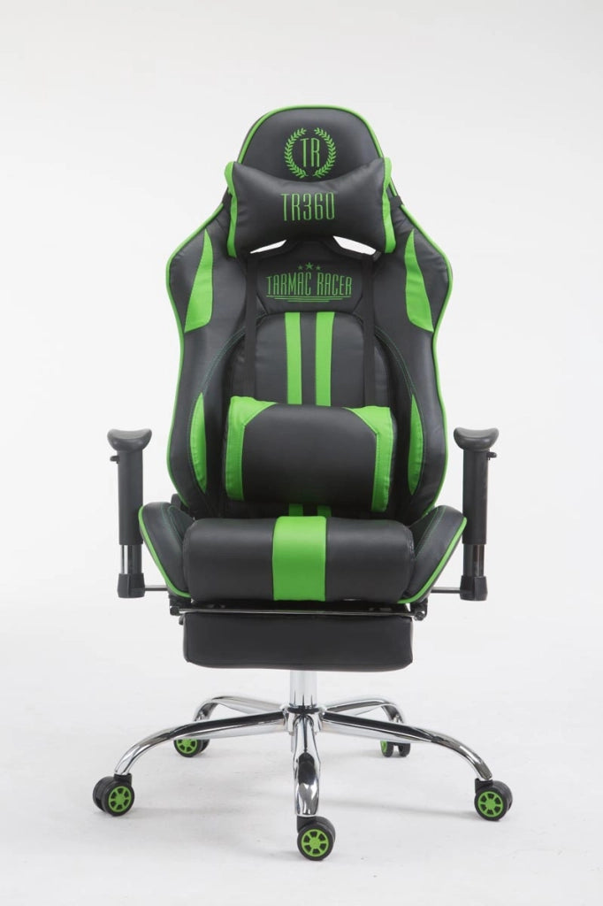 Sedia ufficio Racing Limit in similpelle Nero/verde,Con poggiapiedi
