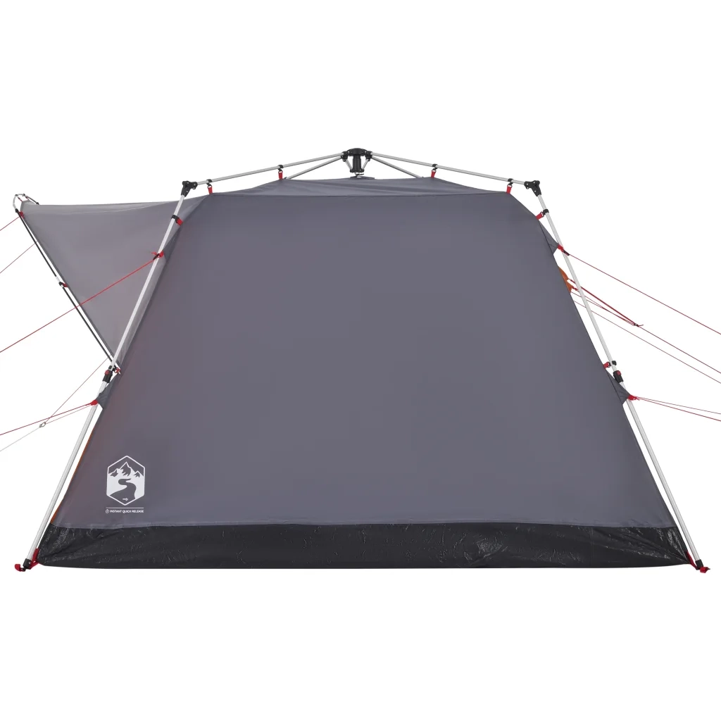 Tenda campeggio | Tenda da campo Cabina 4 Pers. Grigio Arancione Rilascio Rapido