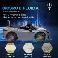Macchina per Bambini 12V Maserati Gran Turismo Folgore con Telecomando, Età 3-5 Anni, Grigio