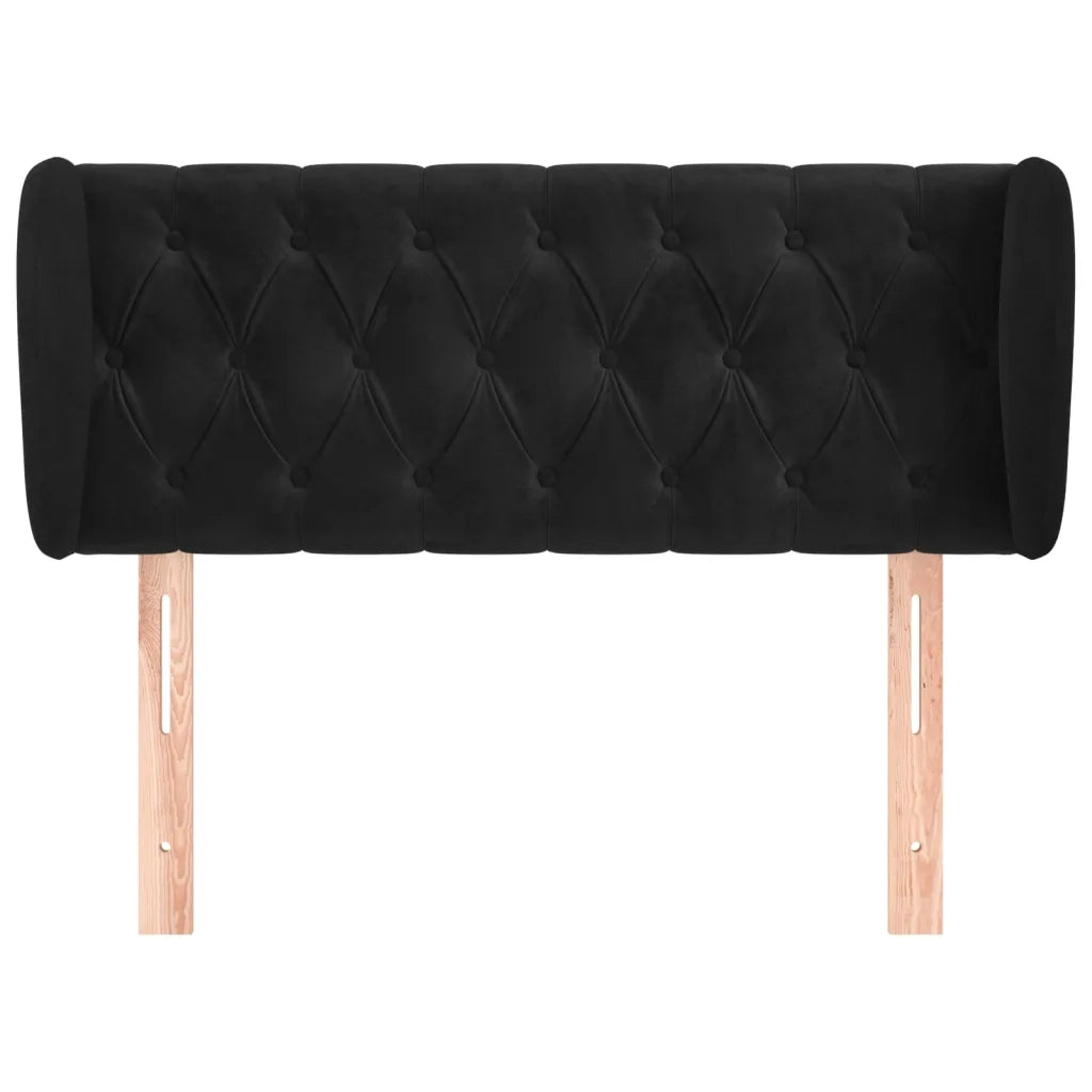 Testiera | Testata ad Orecchio Nera 103x23x78/88 cm in Velluto