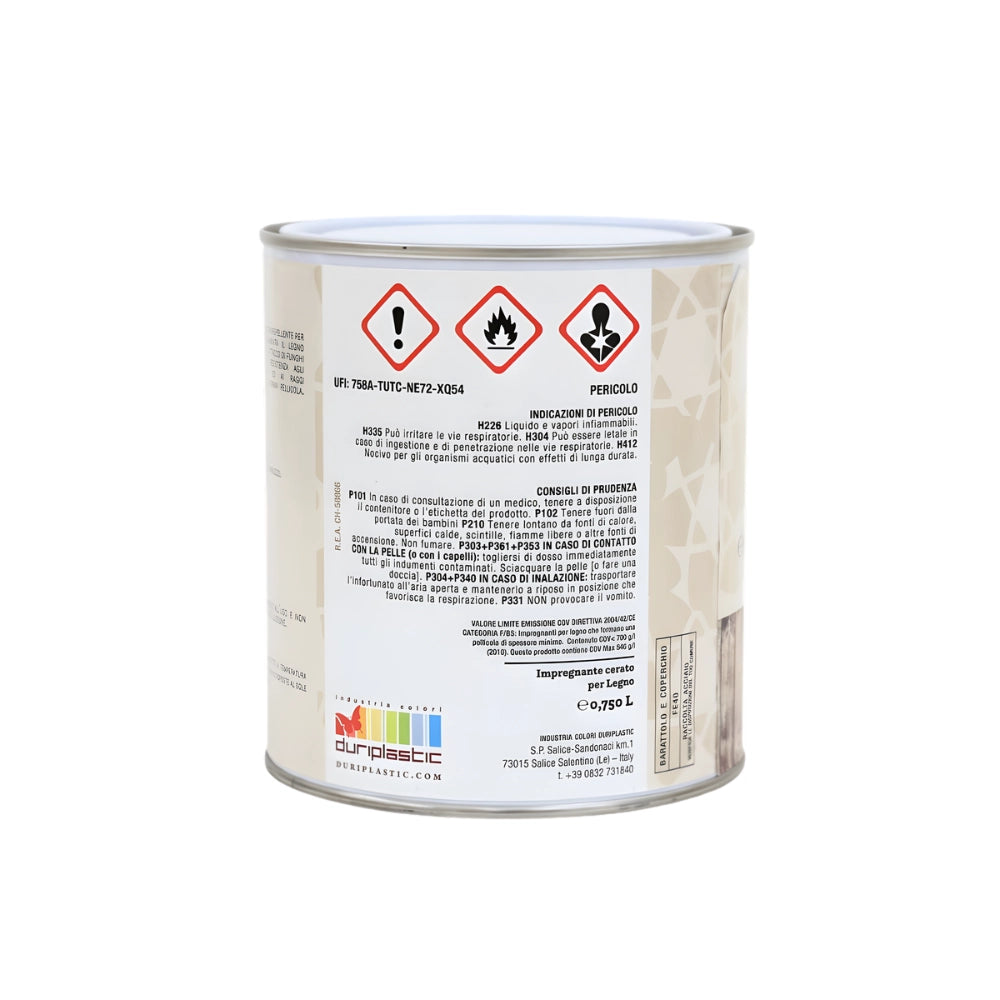 Durilux impregnante trasparente effetto cera per legno *** formato 0,750 lt, confezione 1
