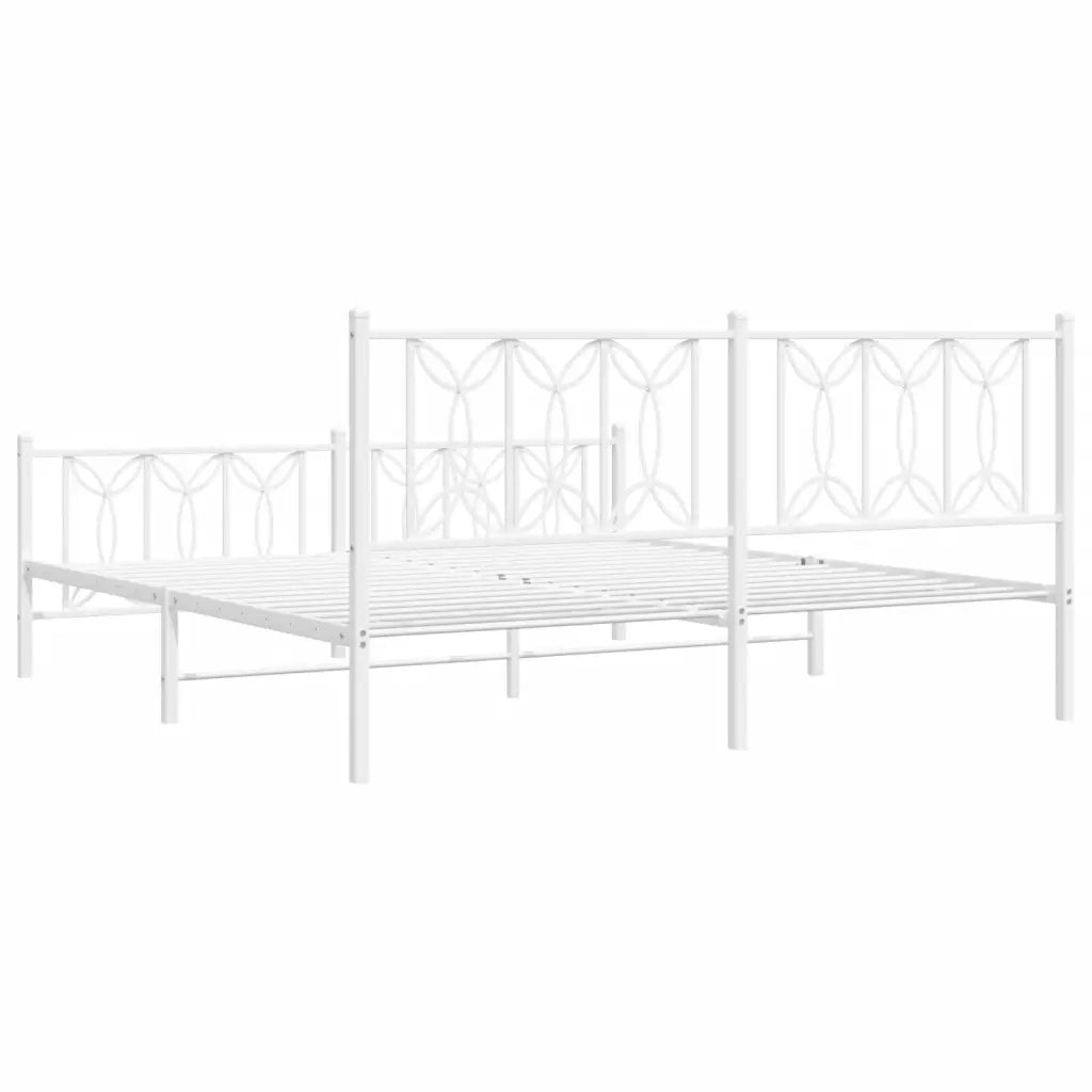 Giroletto con Testiera e Pediera-Struttura Letto Metallo Bianco 183x213 cm 895354