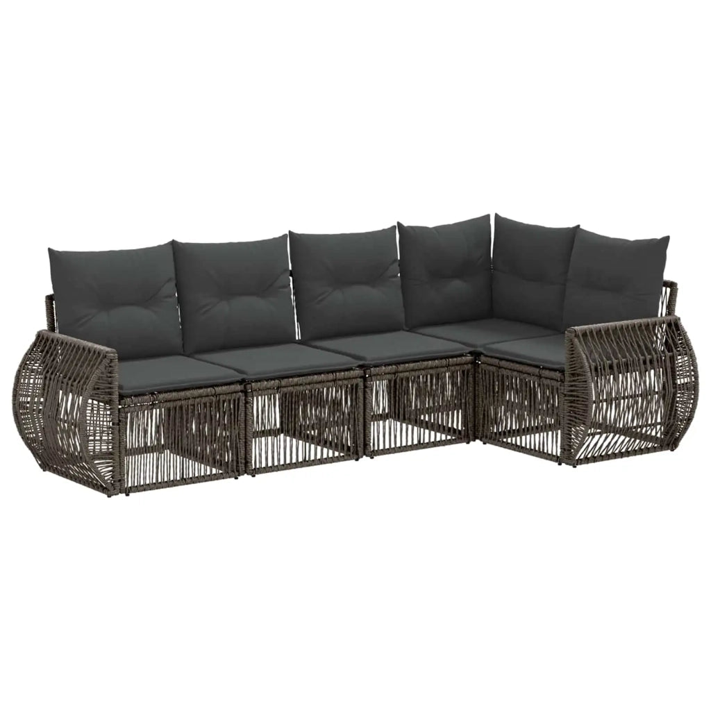 Set Divano da Giardino 5 pcs Grigio e Grigio Scuro polyrattan 3435416