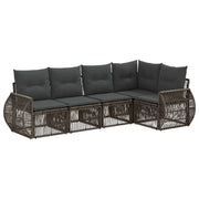 Set Divano da Giardino 5 pcs Grigio e Grigio Scuro polyrattan 3435416