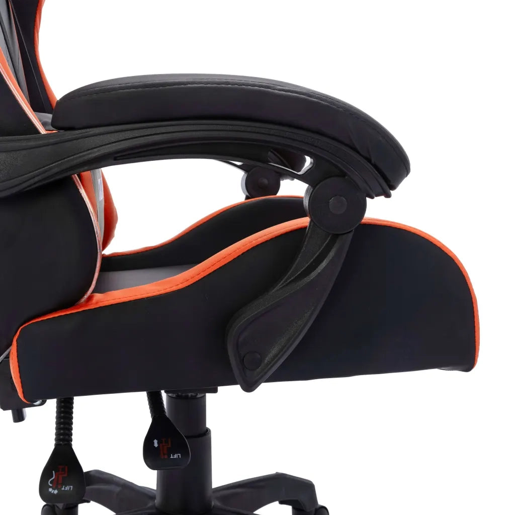 Sedia da Ufficio | Sedia da Gaming con Luci a LED RGB Arancione e Nera Similpelle