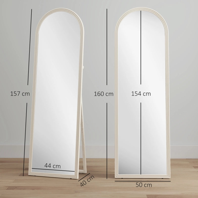 Specchio da terra a figura intera 50 x 160 cm con montaggio a parete e struttura ad arco, bianco