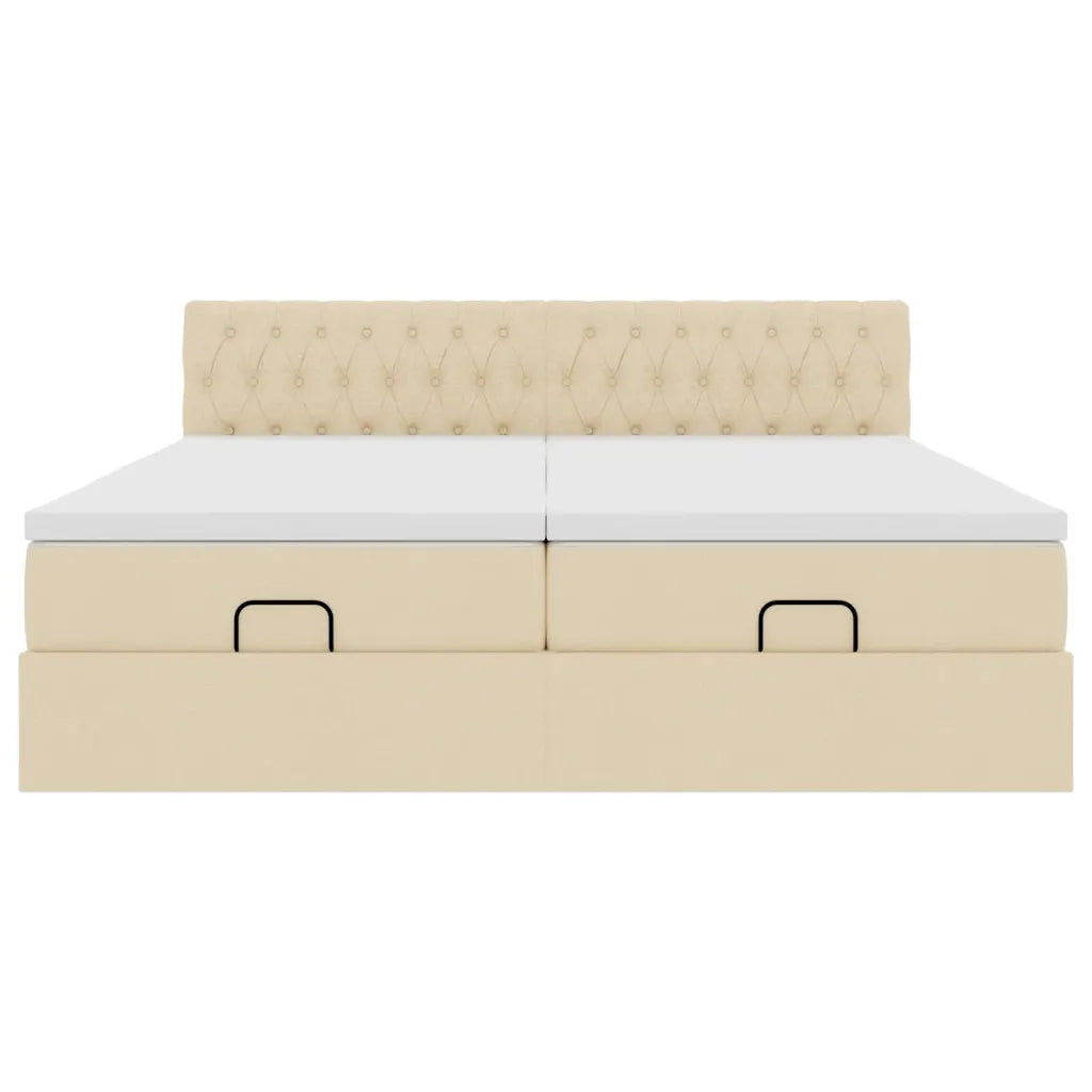 vidaXL Struttura Letto Pouf con Materassi Crema 180x200 cm in Tessuto