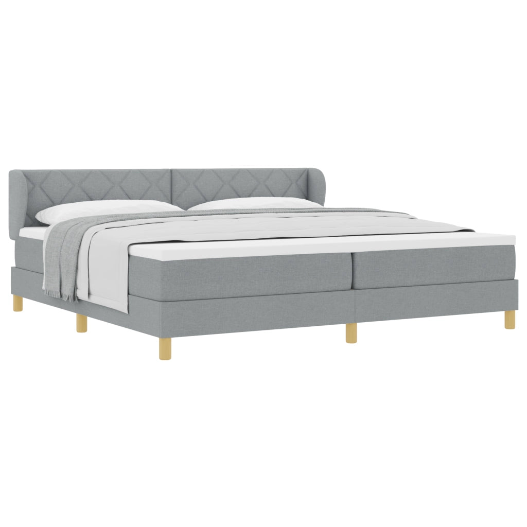 Letto Box Spring con Materasso - Grigio Chiaro - 200x200 cm - Tessuto