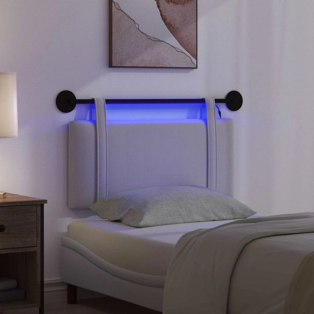 Testiera sospesa Con luce LED Grigio Nuvola Tessuto