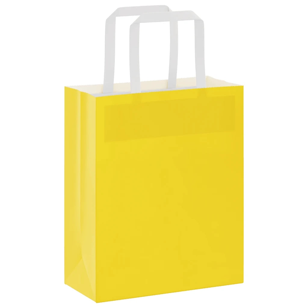 Sacchetti di Carta 50 pz con Manici Gialli 18x8x22 cm