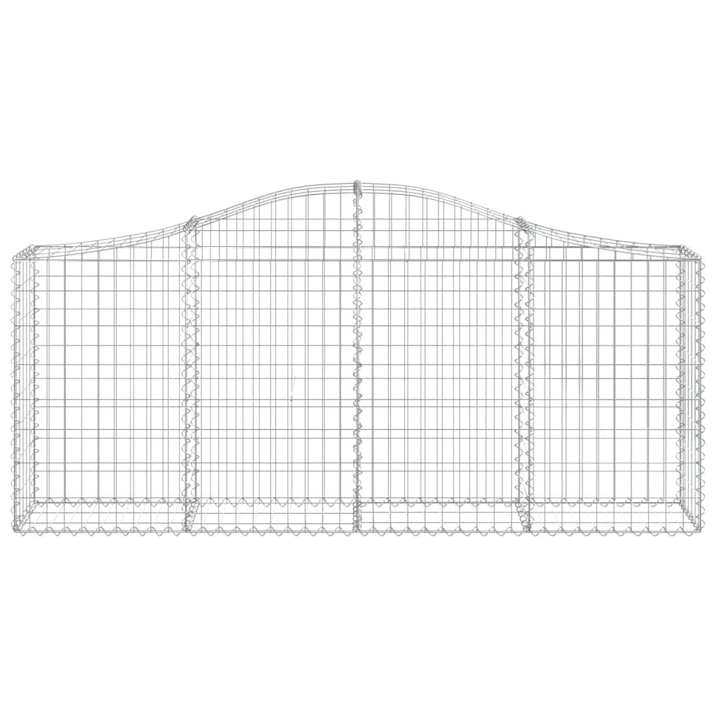 Set di 2 gabbioni ad arco per recinzione gabbia o muro di contenimento 200 x 30 x 80/100 cm ferro zincato argento 02_0041343