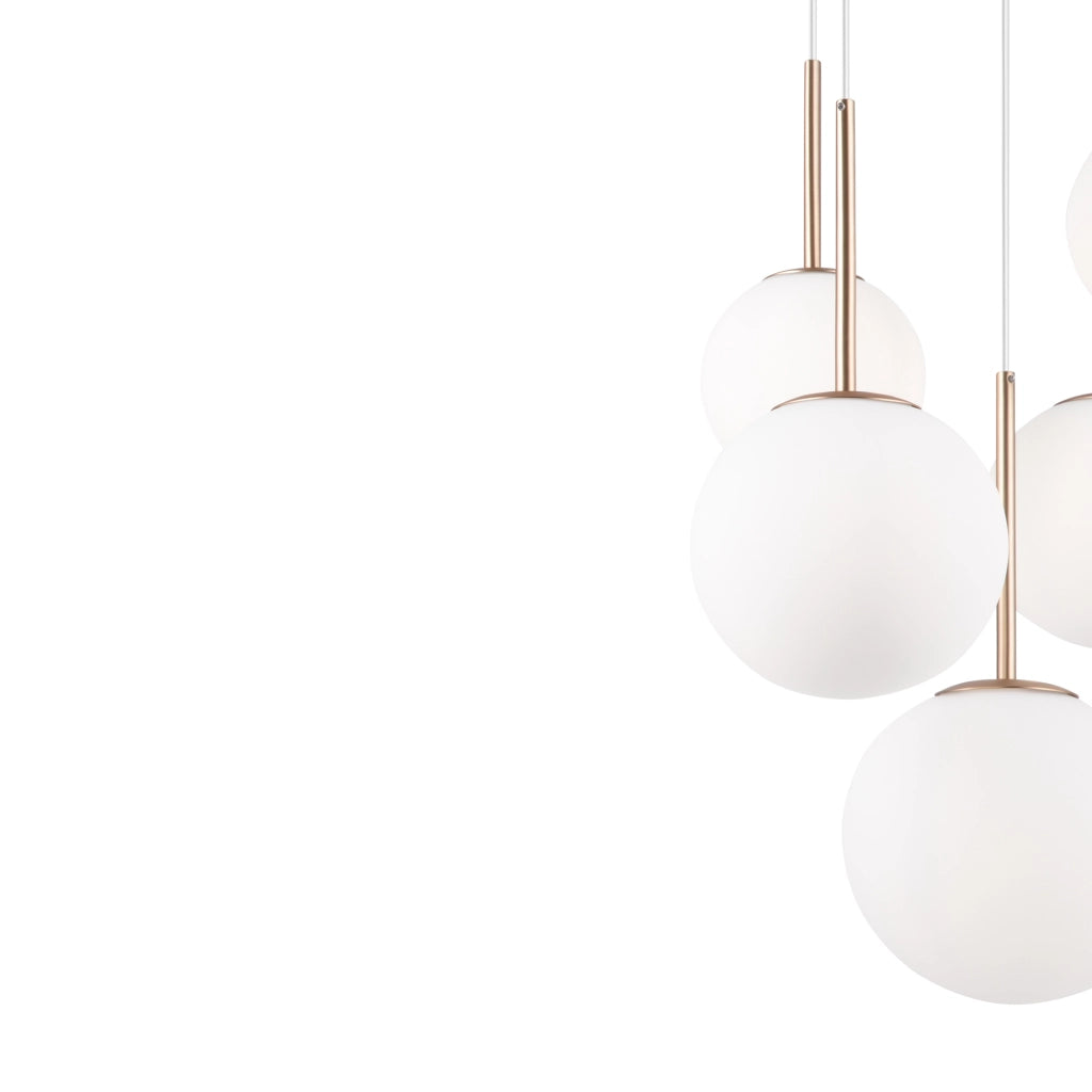 Maytoni Lampadario Minimal Basic Form 5 luci E14 bianco oro metallo vetro