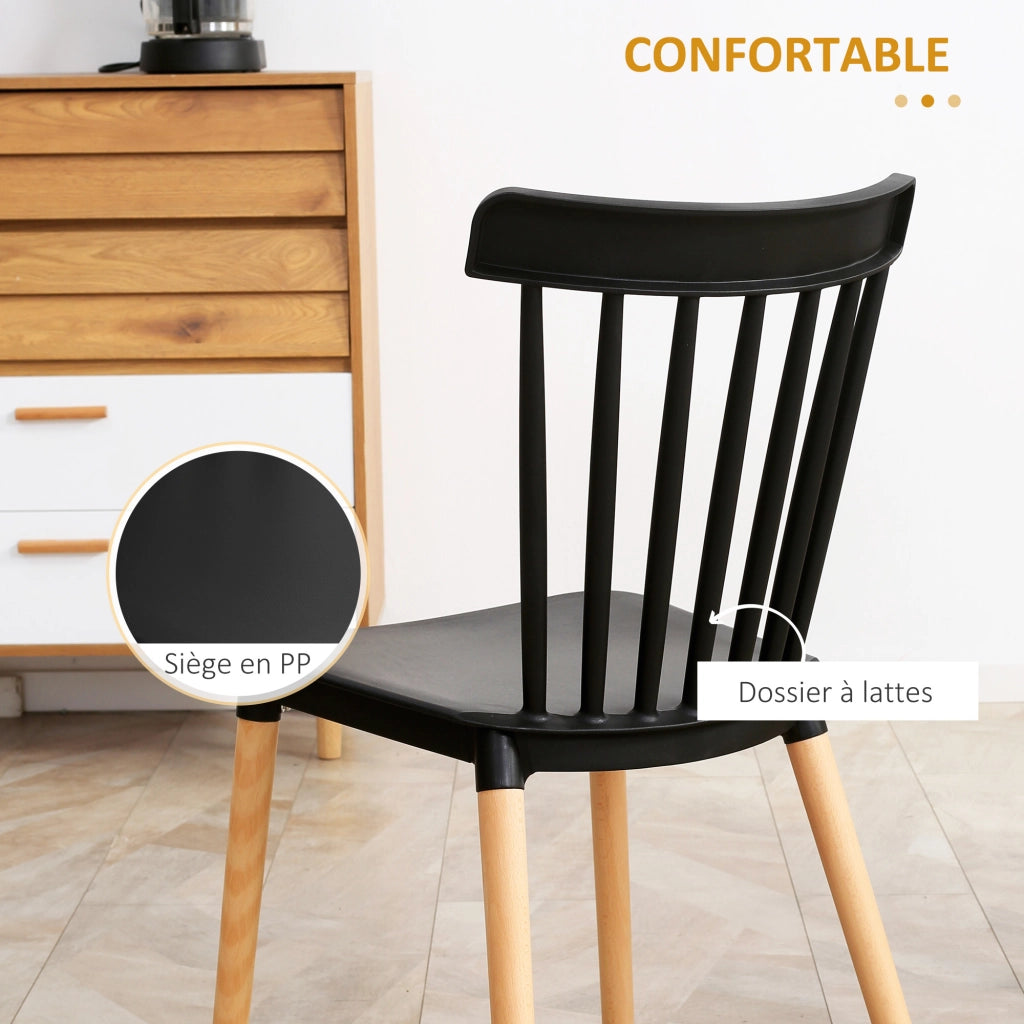 Sedia da pranzo con schienale alto ¨C zephmum ¨C in polipropilene e legno, nero, 48x52.5x83 cm