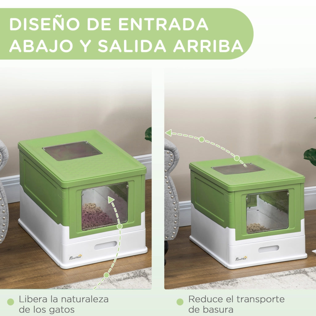 Casetta per Gatti con Entrata e Scala ¨C zephmum ¨C Verde e Bianco 47.5x35.5x36.7 cm