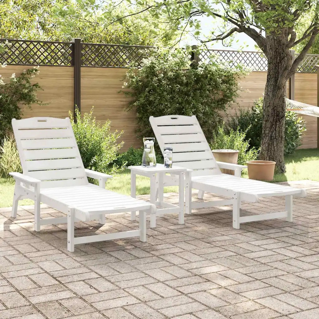 Lettino da sole 2 pcs Bianco 195,5 x 53 x 98,5 cm Polietilene 3335850
