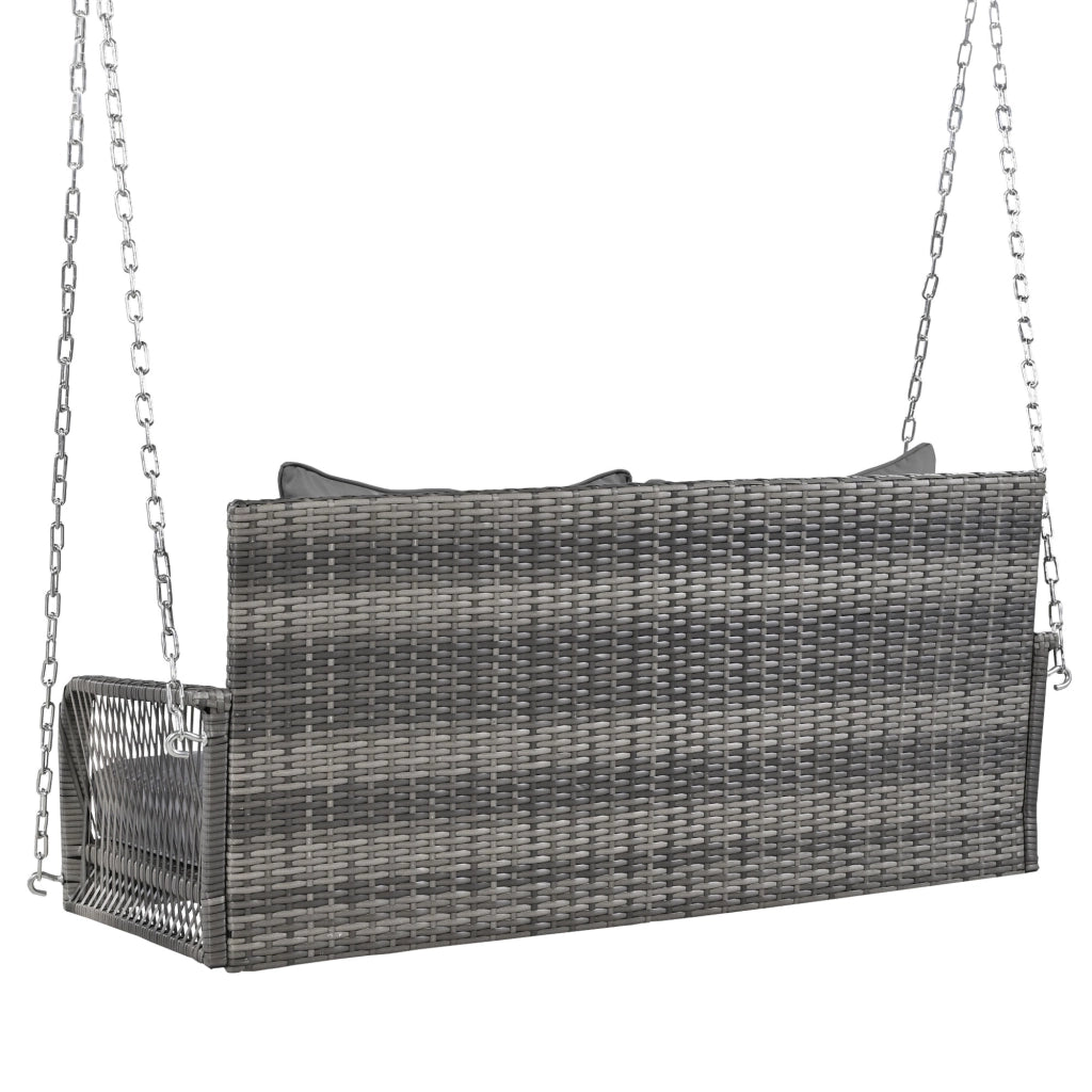 Hollywoodschaukel in Rattan Grigio - Zephmum - 2 Posti, Cuscini Rimovibili e Lavabili