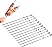 Spiedini per griglia, set di 12 pezzi (30 cm), in acciaio inossidabile