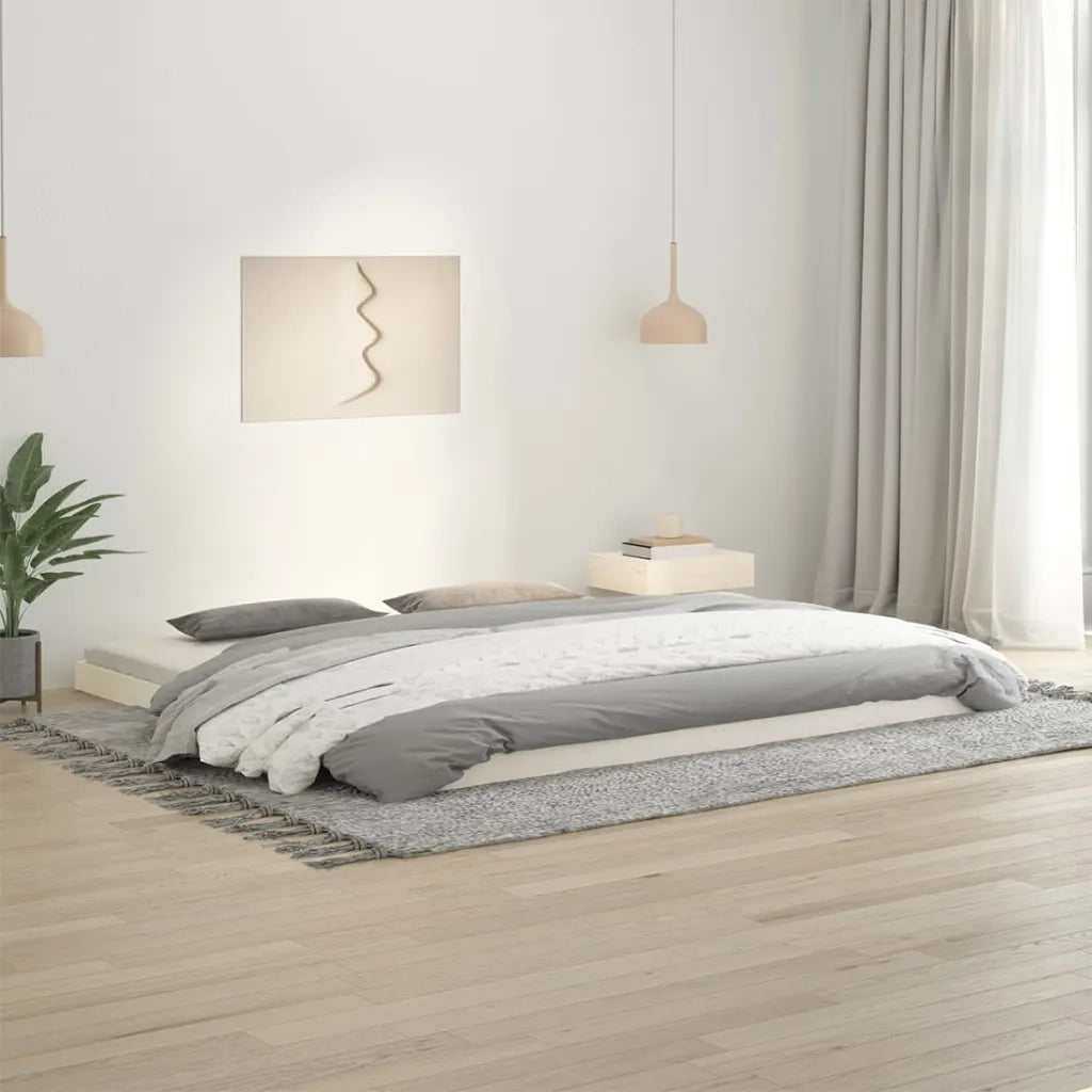 Giroletto senza Materasso-Struttura Letto Bianco 200x200 cm Legno Massello Pino 279050