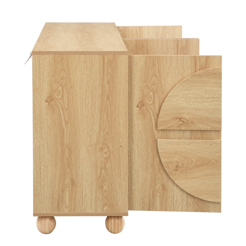 Credenza e madia a 4 ante con 2 vani interni e ripiani regolabili, per soggiorno e ingresso, naturale, 160 × 38 × 76 cm