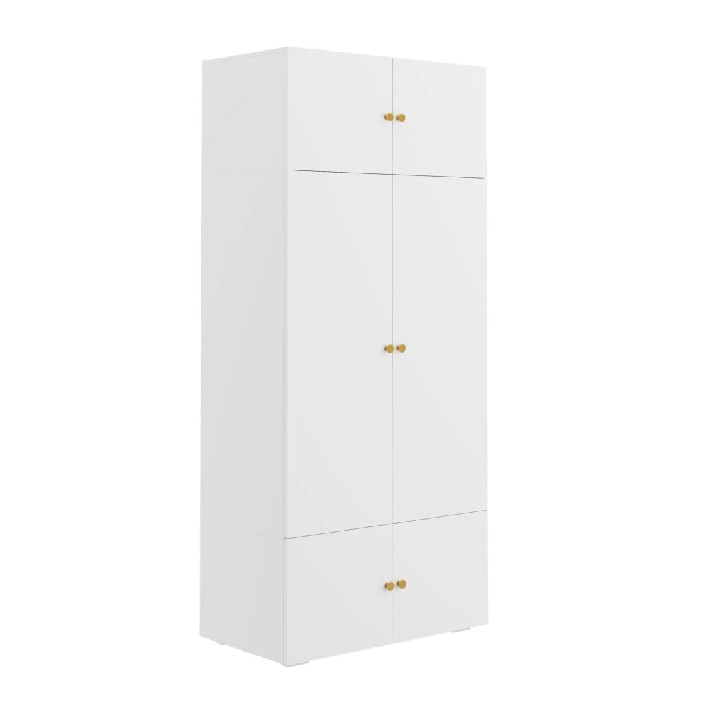 ARMADIO con asta appendiabiti e 5 vani 90x50x200 cm Bianco