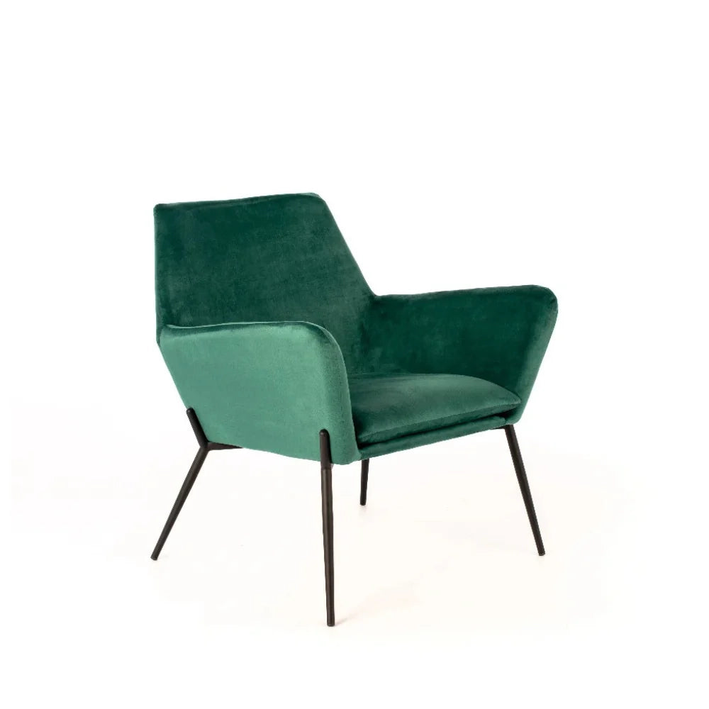 Poltrona in velluto imbottita con braccioli Nova verde | Duzzle