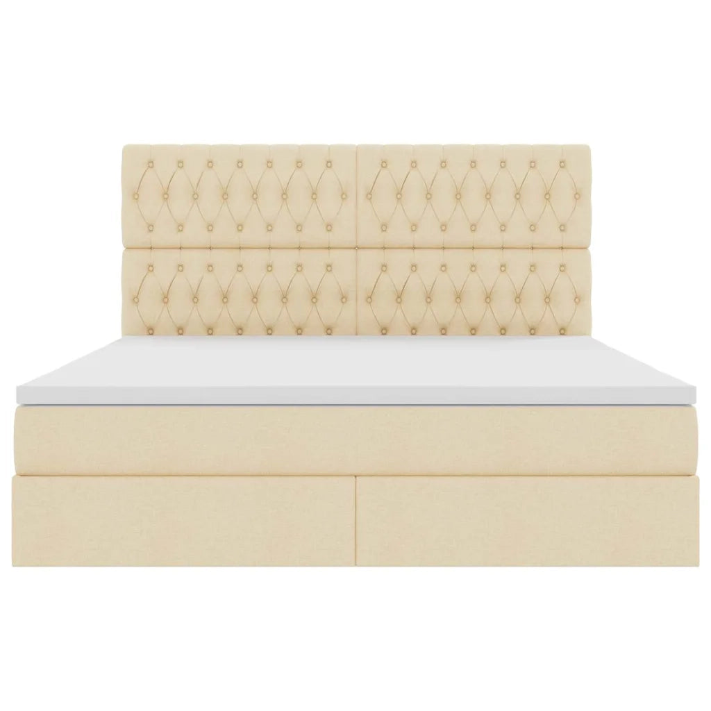 Letto con contenitore e materasso Crema 160 x 200 cm Poliestere