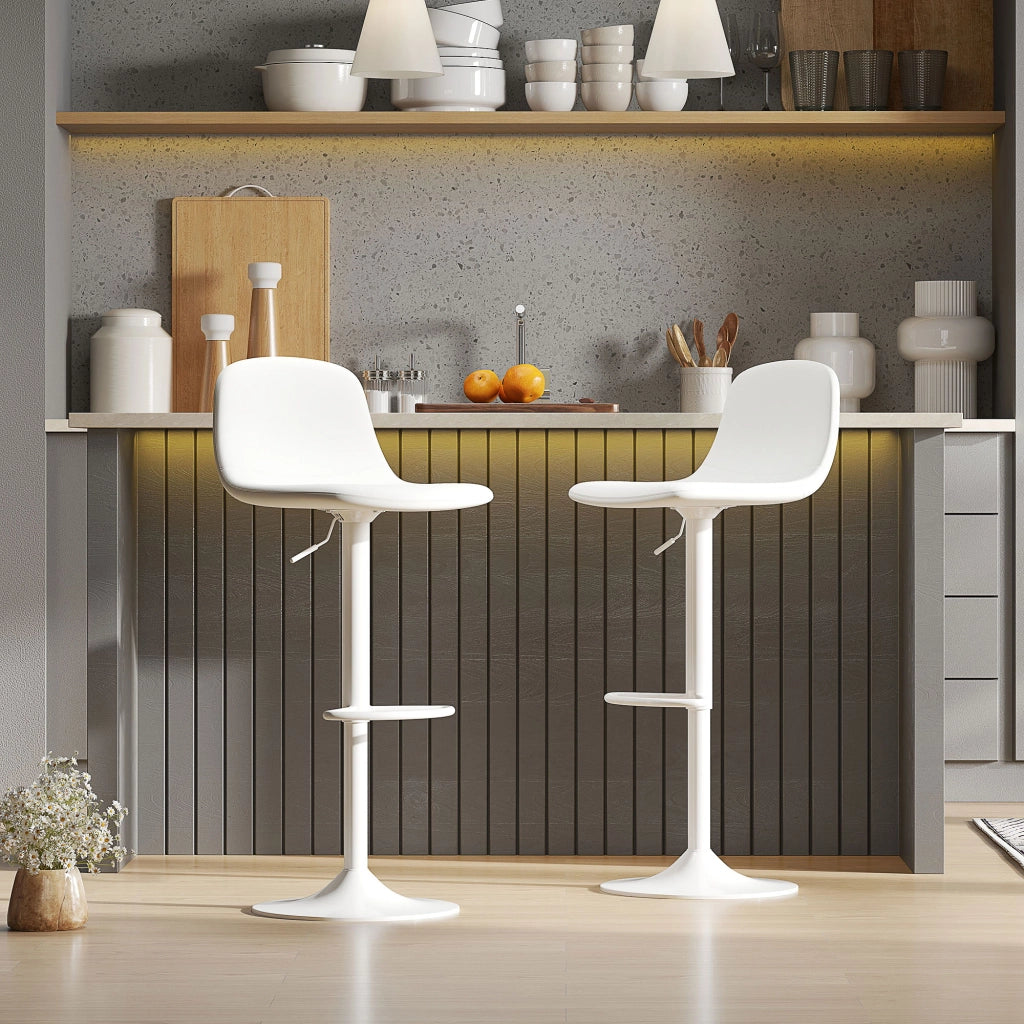 Sgabello Alto Regolabile 360¡ã con Schienale e Poggiapiedi ¨C Zephmum ¨C 40,5x44x84-104 cm Bianco