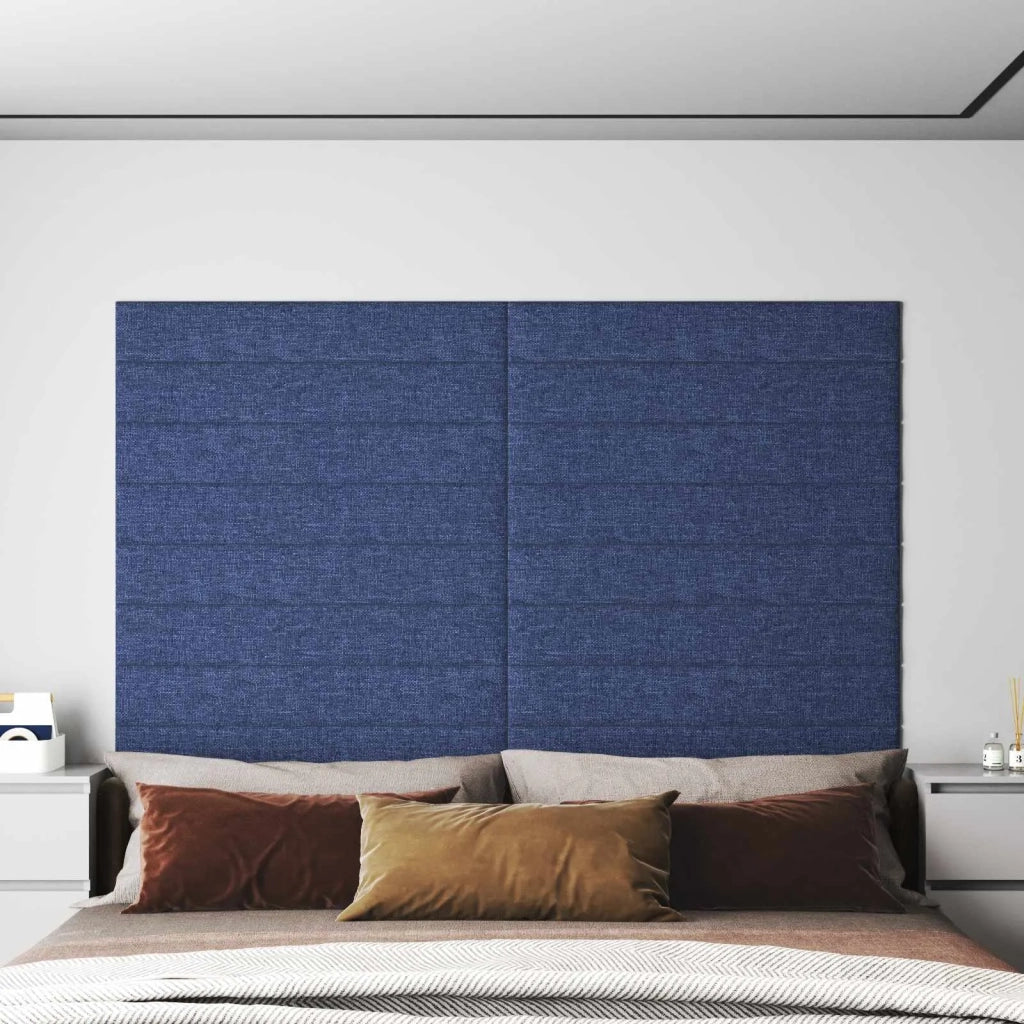 Testiera da Parete 12 pcs Blu 90 x 15 cm Tessuto 4008358