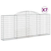 Cestini gabbioni recinzione a gabbia muro di contenimento ad arco 7 pezzi 300 x 30 x 120/140 cm ferro zincato argento 02_0041102