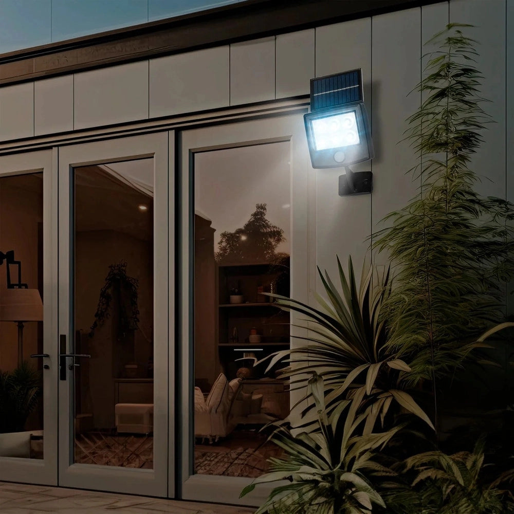Trade Shop - Faretto Solare Led Luce Naturale Con Pannello Orientabile Sensore Movimento Crepuscolare -