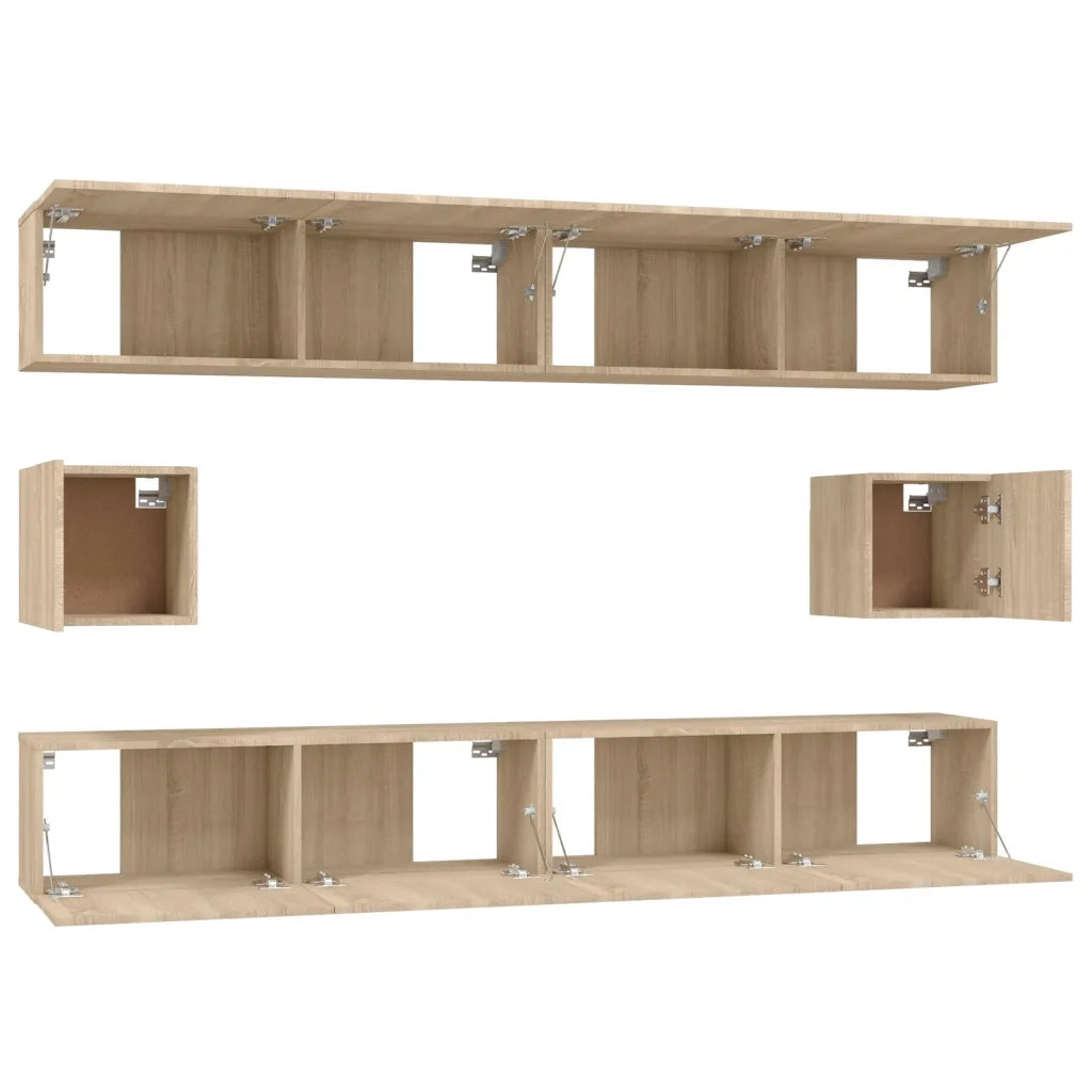 Set di Mobili Porta TV 6 pz Rovere Sonoma in Legno Multistrato 3114368