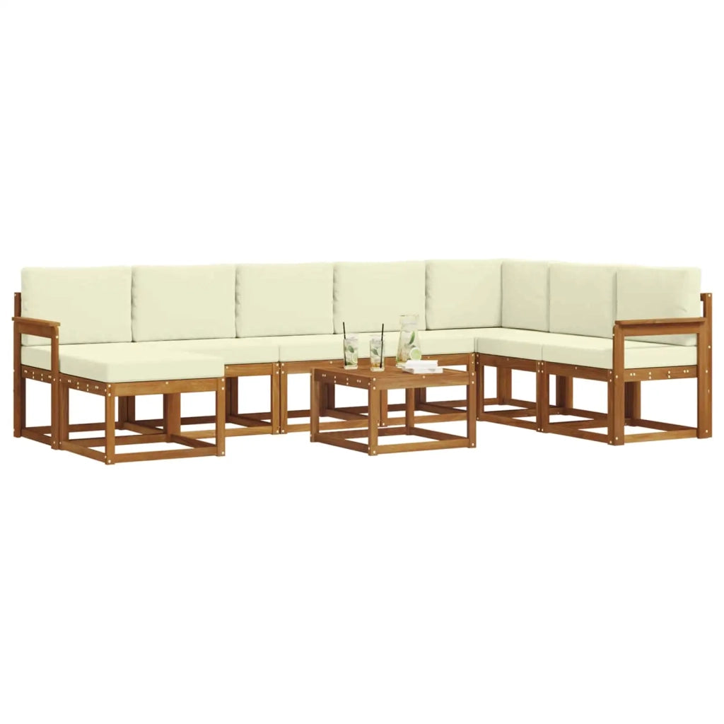 Set di divani da esterno con cuscino 9 pcs Naturale e Crema 3366838