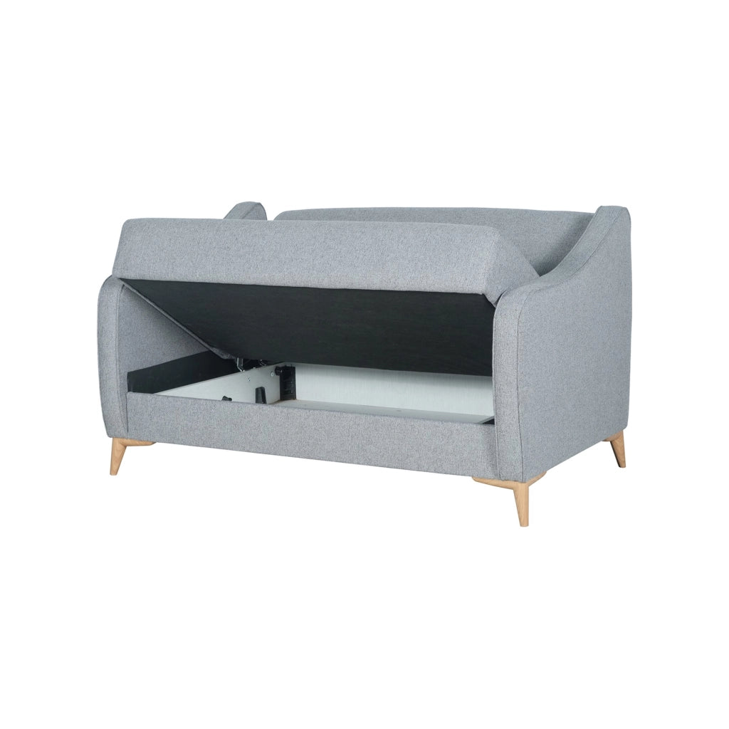 Propata, Divano Letto 2 Posti Contenitore, 142x90 cm Grigio Chiaro